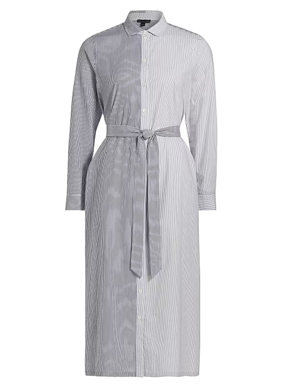 NWT ATM Mixed Stripes Belted Midi Cotton Poplin Shirt Dress S $395